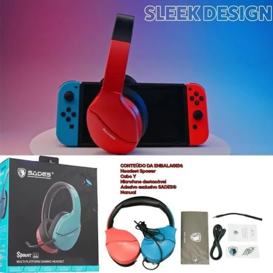 Sades SPower Gaming Headset SA-725 - Blue - Red